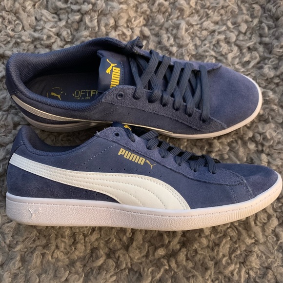 puma blue leather shoes